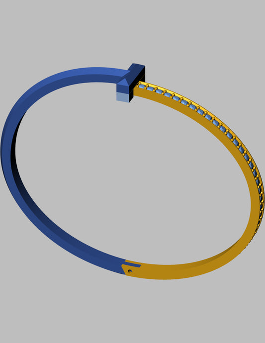 Tiffany T Narrow Inspired Hinged Bangle CAD Pave Diamond Bar Design with Side Lock