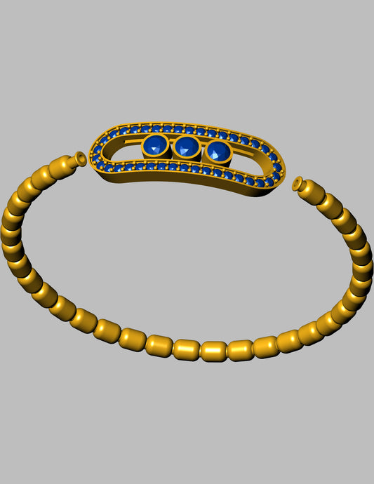Sliding Center stone Bracelet CAD Spring Flexible Design