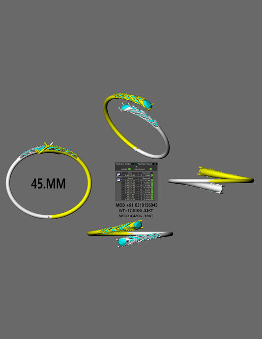 Pear Shape Diamond Openable Bangle CAD FILE