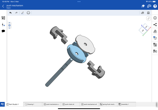 Push mechanism for earrings CAD file and 3DM file STL file