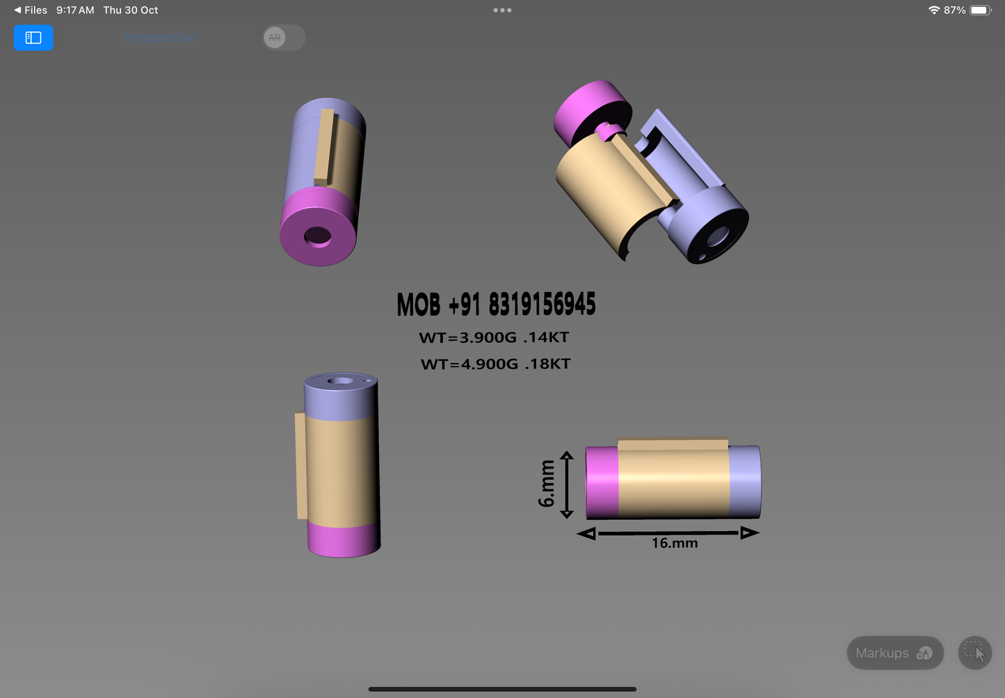 Cylinder Lock CAD Design | Two-Tone Functional Jewelry Lock Model