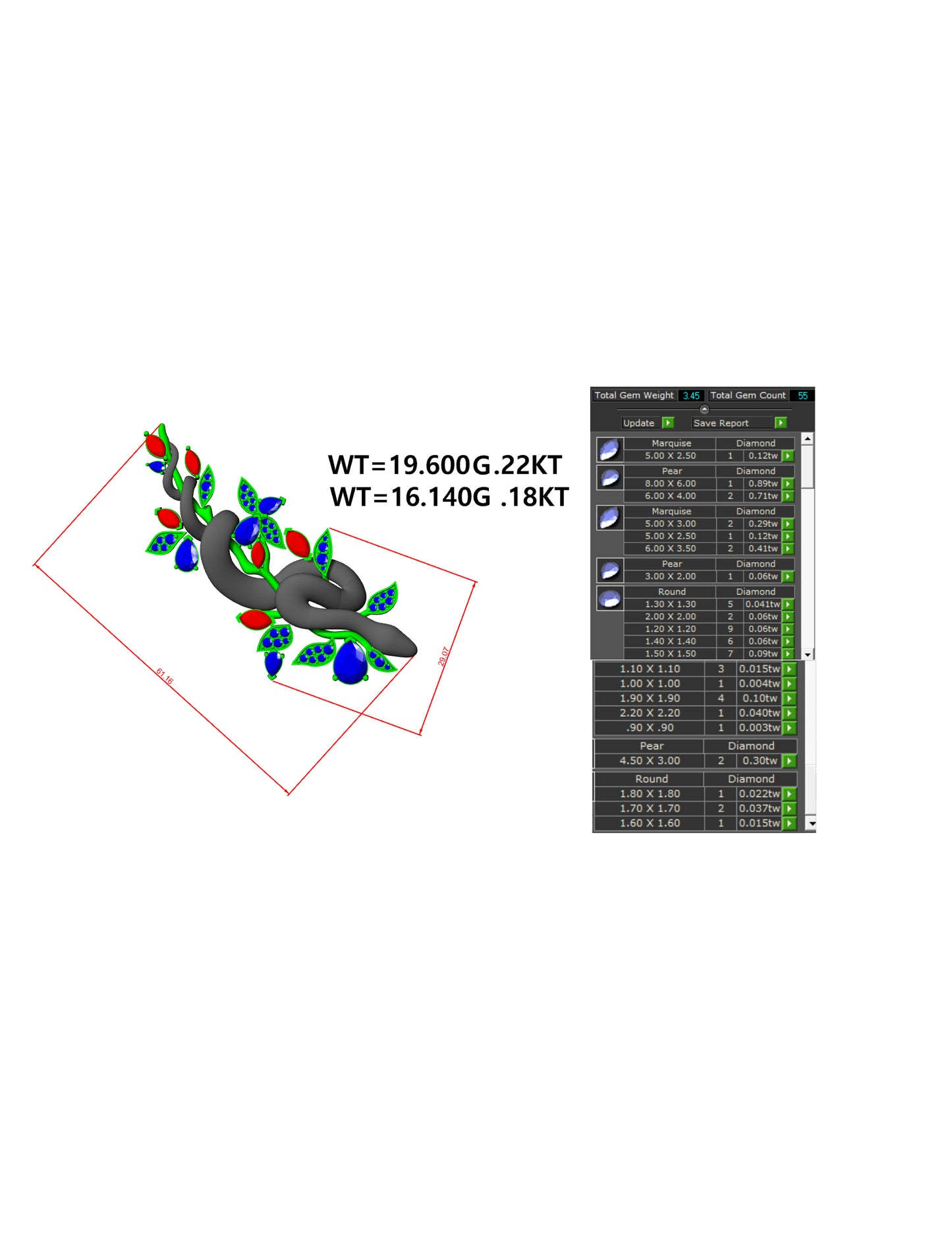 Leaf and Snake with daimond set broch CAD FILE