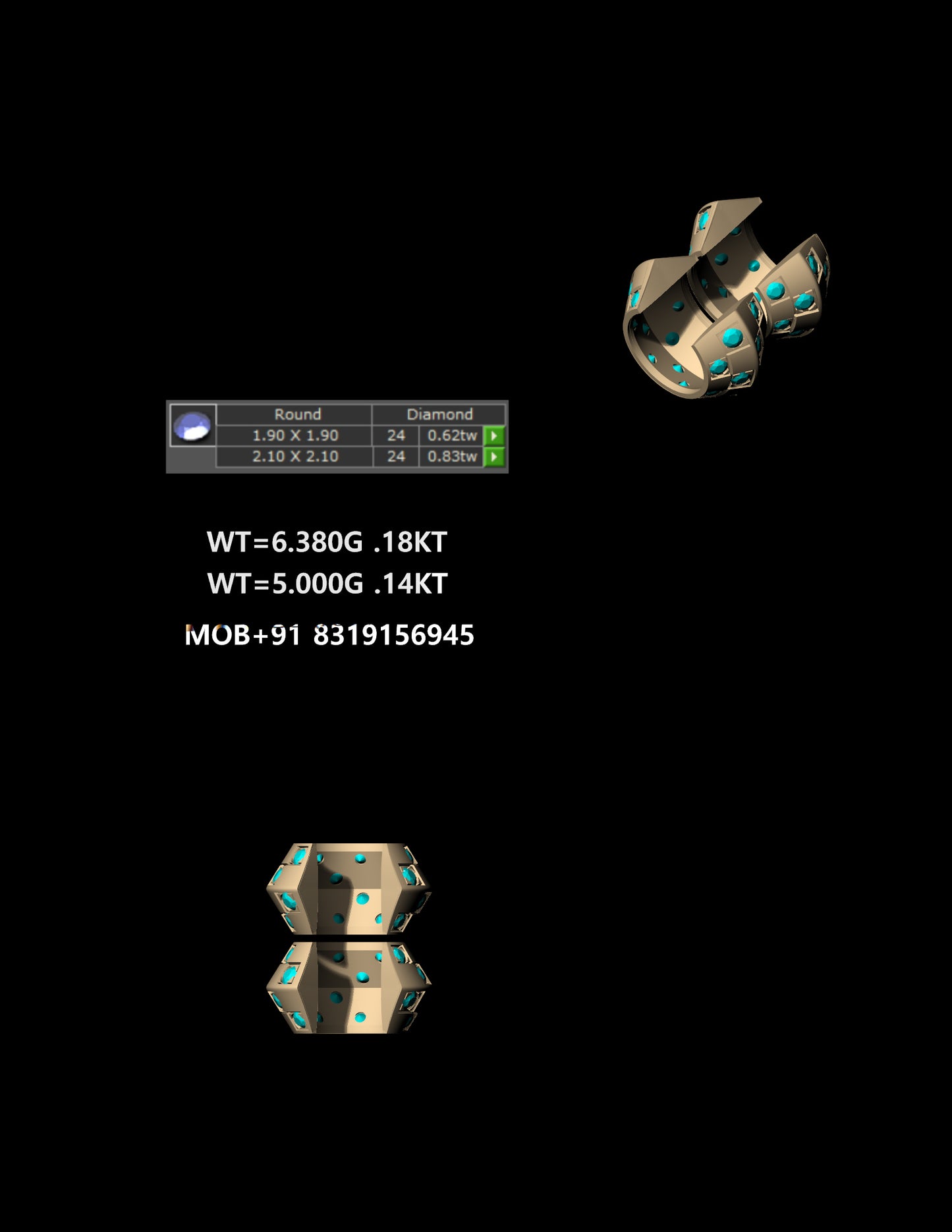 Gold Bali Earring CAD