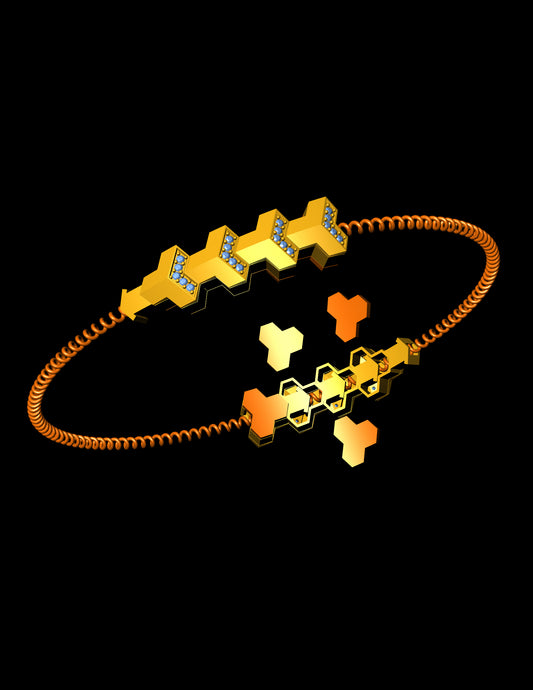 HexaFlex Stretchable Bracelet CAD Geometric Link Design