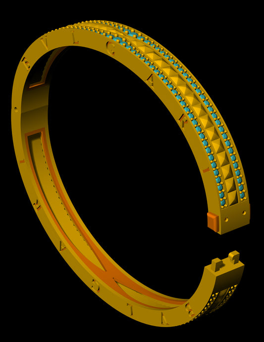 B.Zero1-Inspired Diamond Bracelet CAD Design Original Lock Mechanism | STL & 3DM