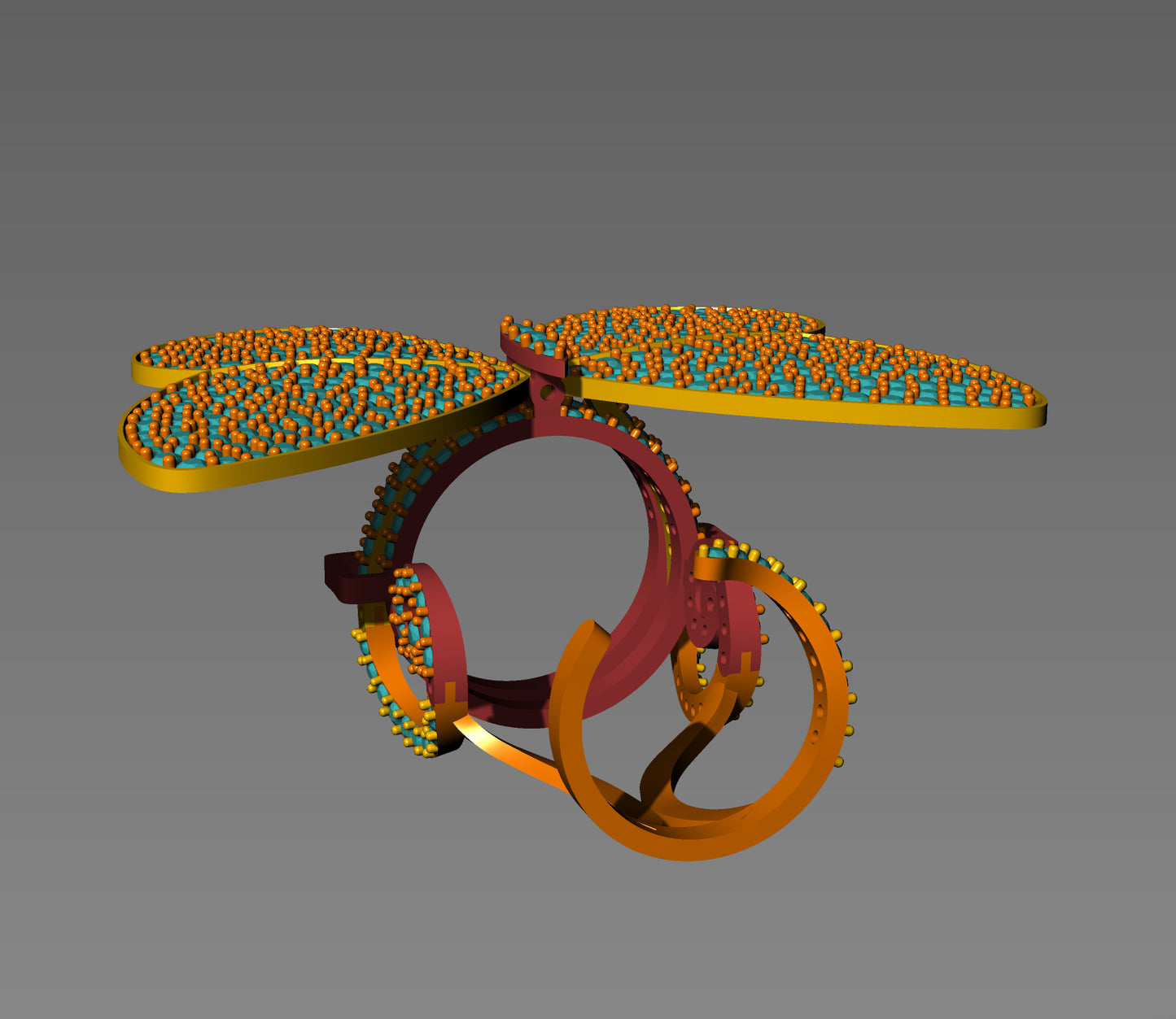 Butterfly Motif Kinetic Ring Movable Wings CAD Design 3D Model Files