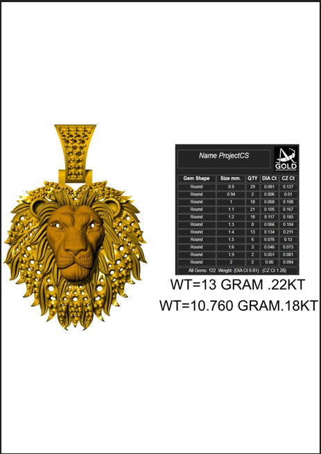Lion Head Pendant CAD FILE