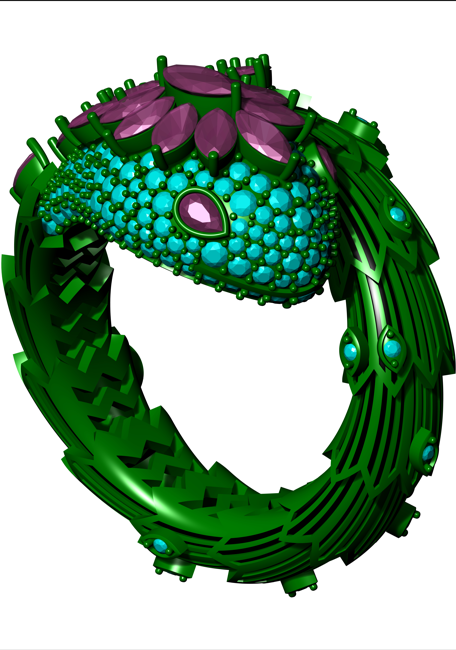 Snake Design Marquise Diamond Ring CAD FILE