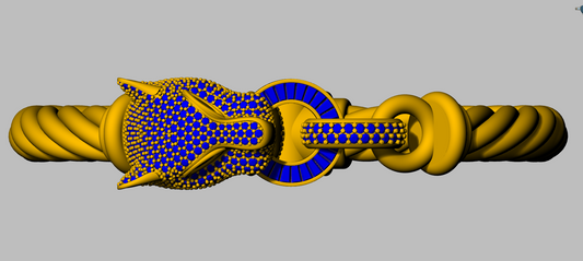 Panther Head Twisted solid Cable Bracelet Micro Pave Diamond Lock Design CAD FILE