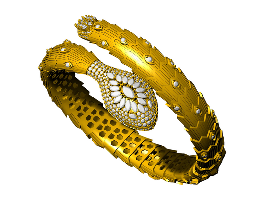 Snake Design Marquise Diamond Bracelet CAD File