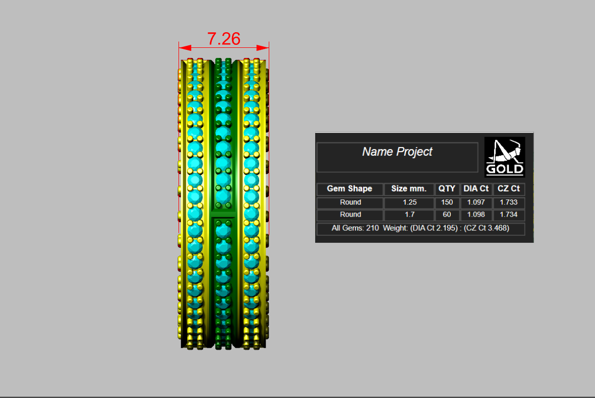 Diamond set mechanism pendent+ring CAD FILE