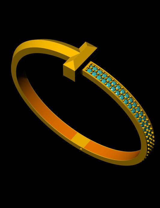 Tiffany T1 one side pave with original lock mechanism bracelet CAD file