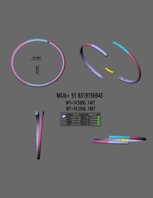 pave Open Bangle CAD