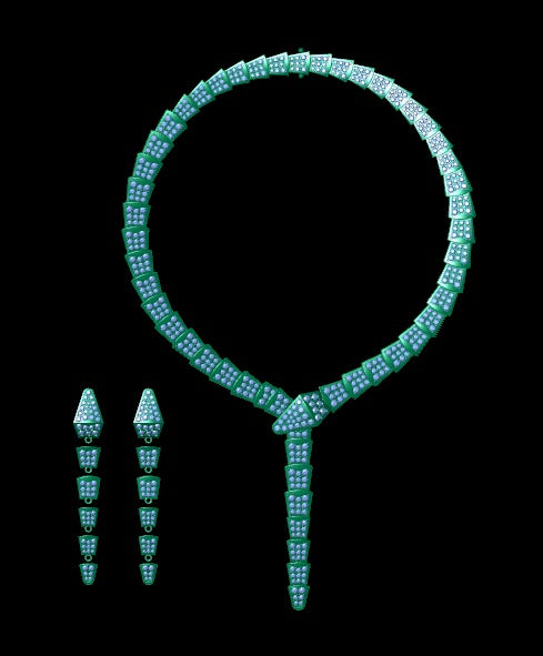 Bulgari Necklace And Earring With Stone Set CAD FILE