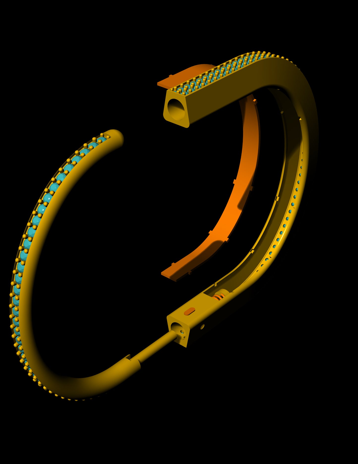 Tiffany Lock Style Full Pavé Diamond Bracelet | Hinged Lock Mechanism | CAD Design File