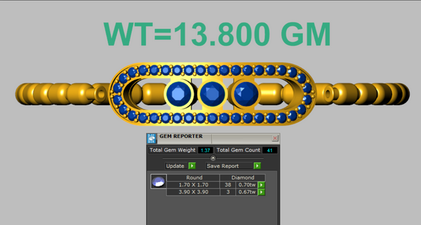 Sliding Center stone Bracelet CAD Spring Flexible Design – JewelryCrafto