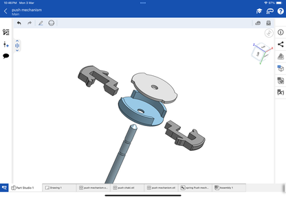 Push mechanism for earrings CAD file and 3DM file STL file