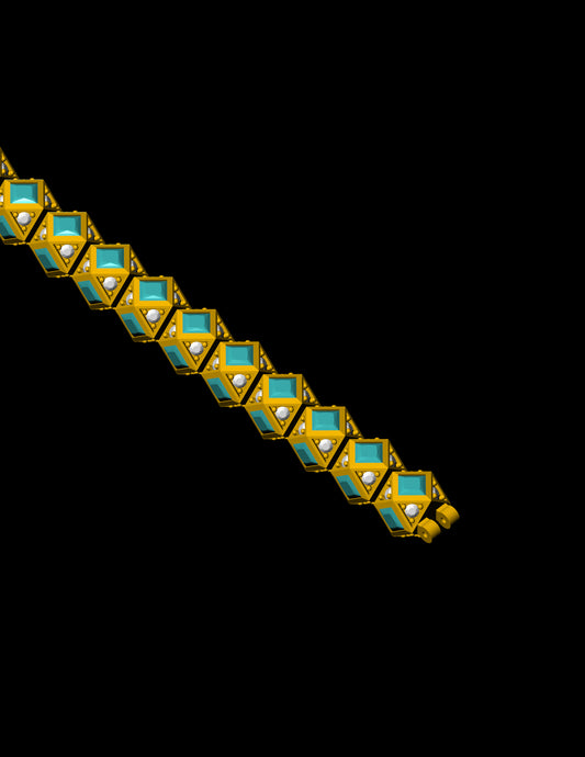 Geometric Cube Link Bracelet Jewelry CAD Design