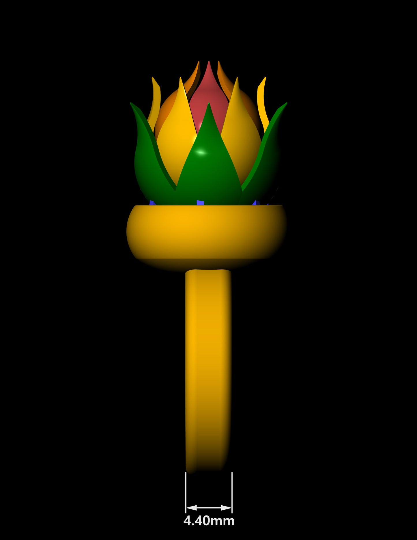 Lotus Bloom Diamond Ring CAD Design 3D Jewelry Model