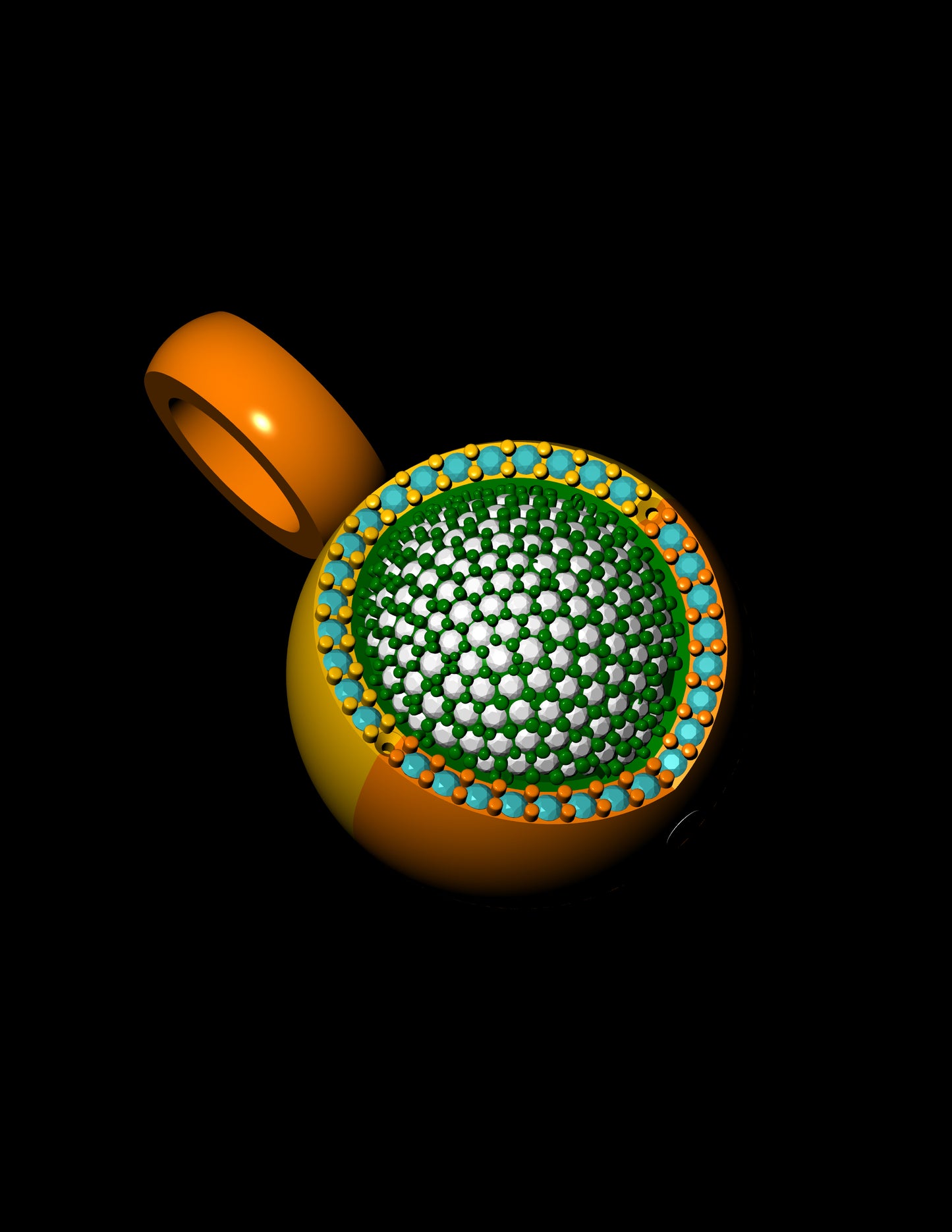 Round Dome Pave Diamond Pendant CAD Design