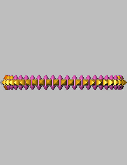 Cartier Inspired Clash Style Gem Bangle CAD Bold Spiked Dome Bracelet Hidden Clasp