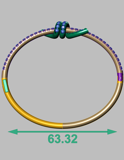 Tiffany Inspired Diamond Knot Bangle CAD File With Hidden Clasp Lock Mechanism