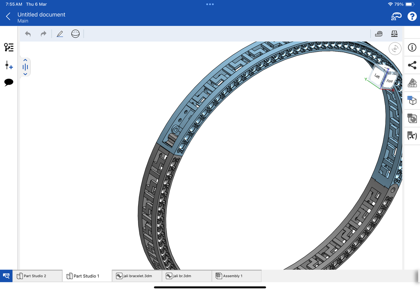 Jali bracelet with spring lock CAD file 3DM file STL file