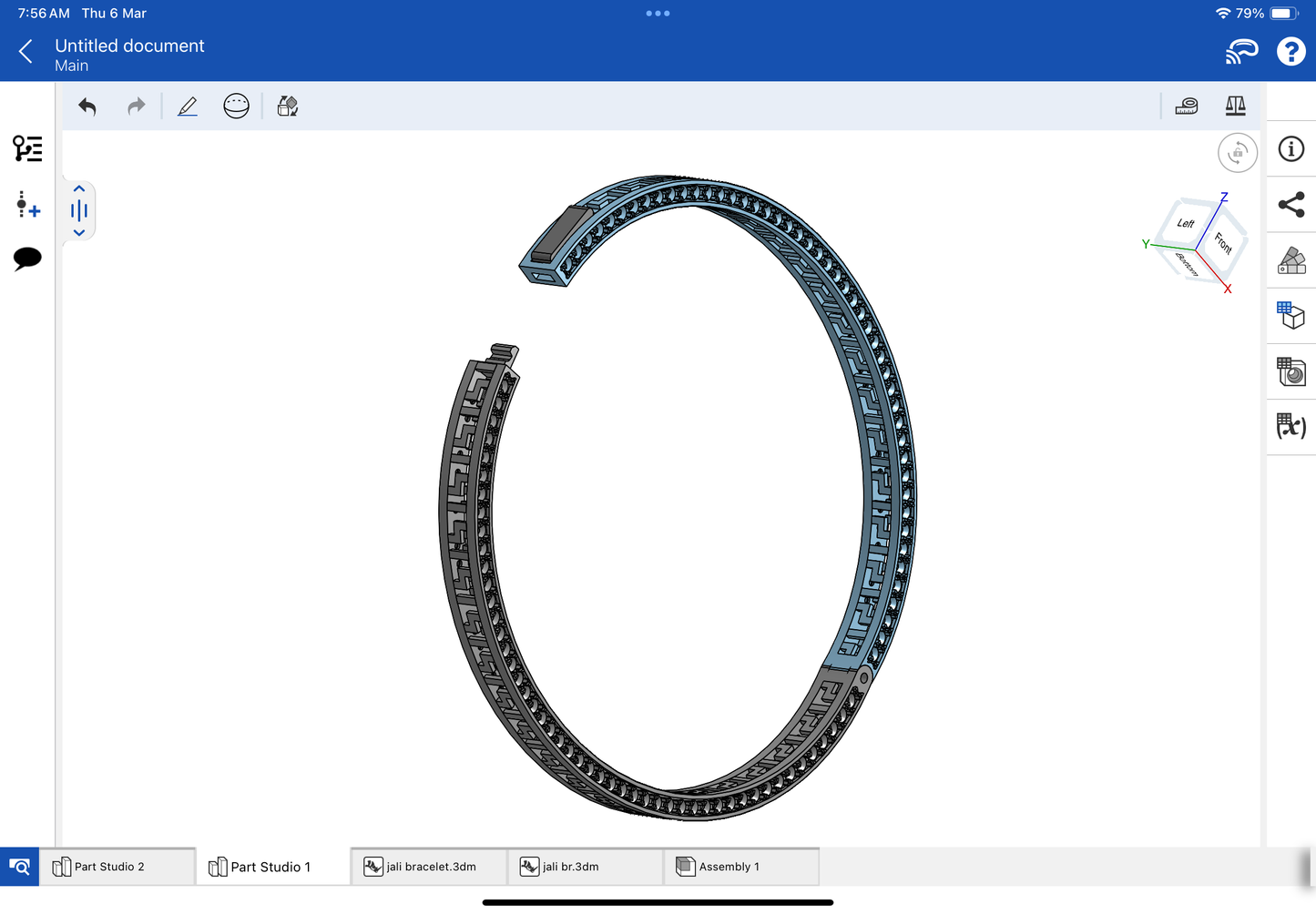 Jali bracelet with spring lock CAD file 3DM file STL file