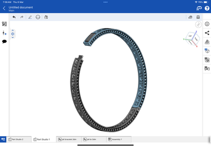 Jali bracelet with spring lock CAD file 3DM file STL file