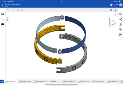 Cartier love bracelet with original lock mechanism CAD file 3DM file