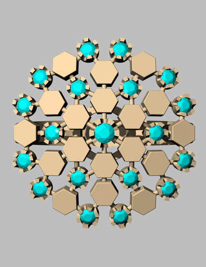 Hexagon Pattern Diamond Ring CAD FILE