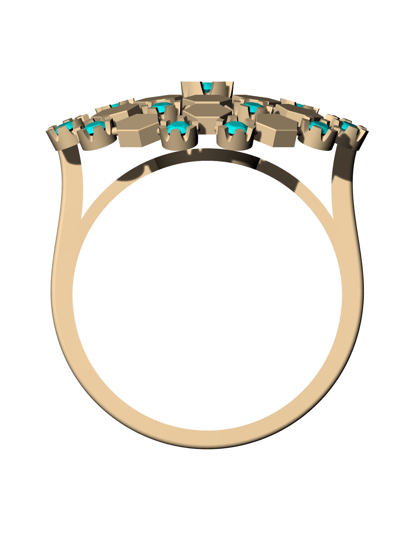 Hexagon Pattern Diamond Ring CAD FILE