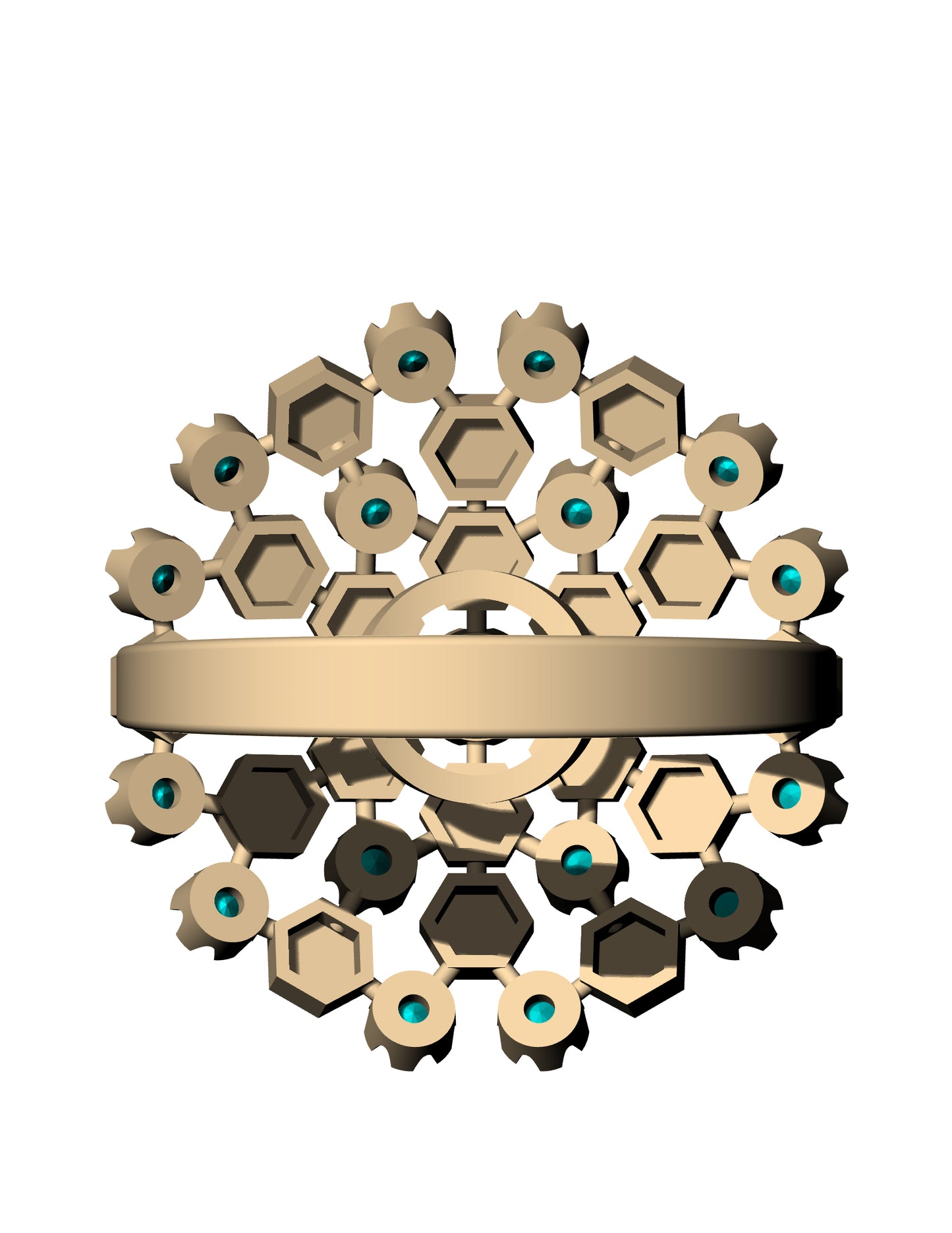 Hexagon Pattern Diamond Ring CAD FILE
