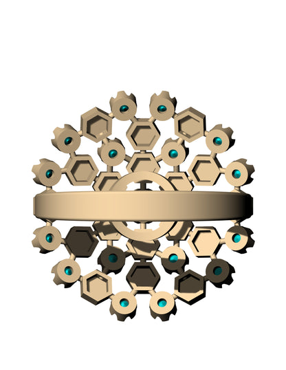 Hexagon Pattern Diamond Ring CAD FILE