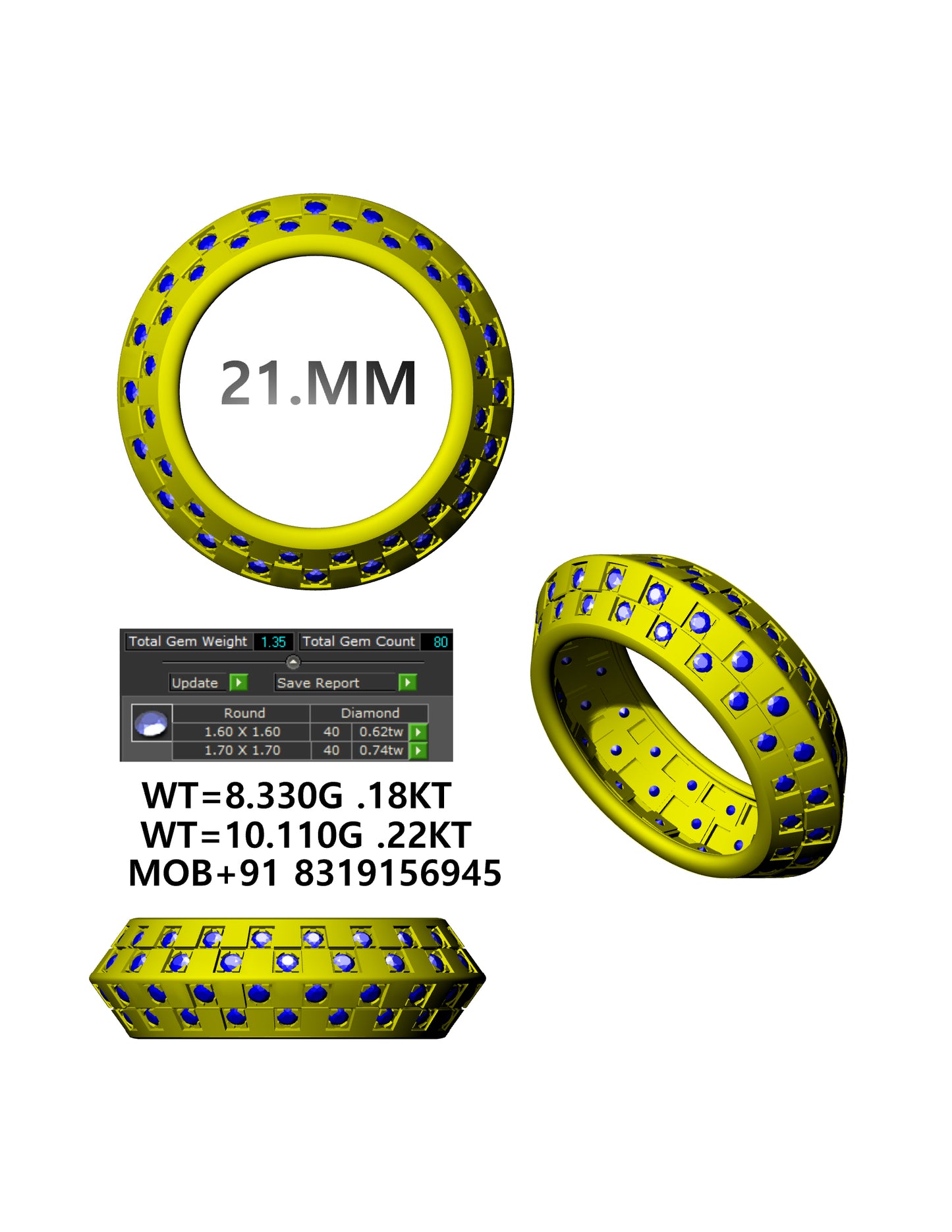 Gold Ring With Daimond set CAD FILE