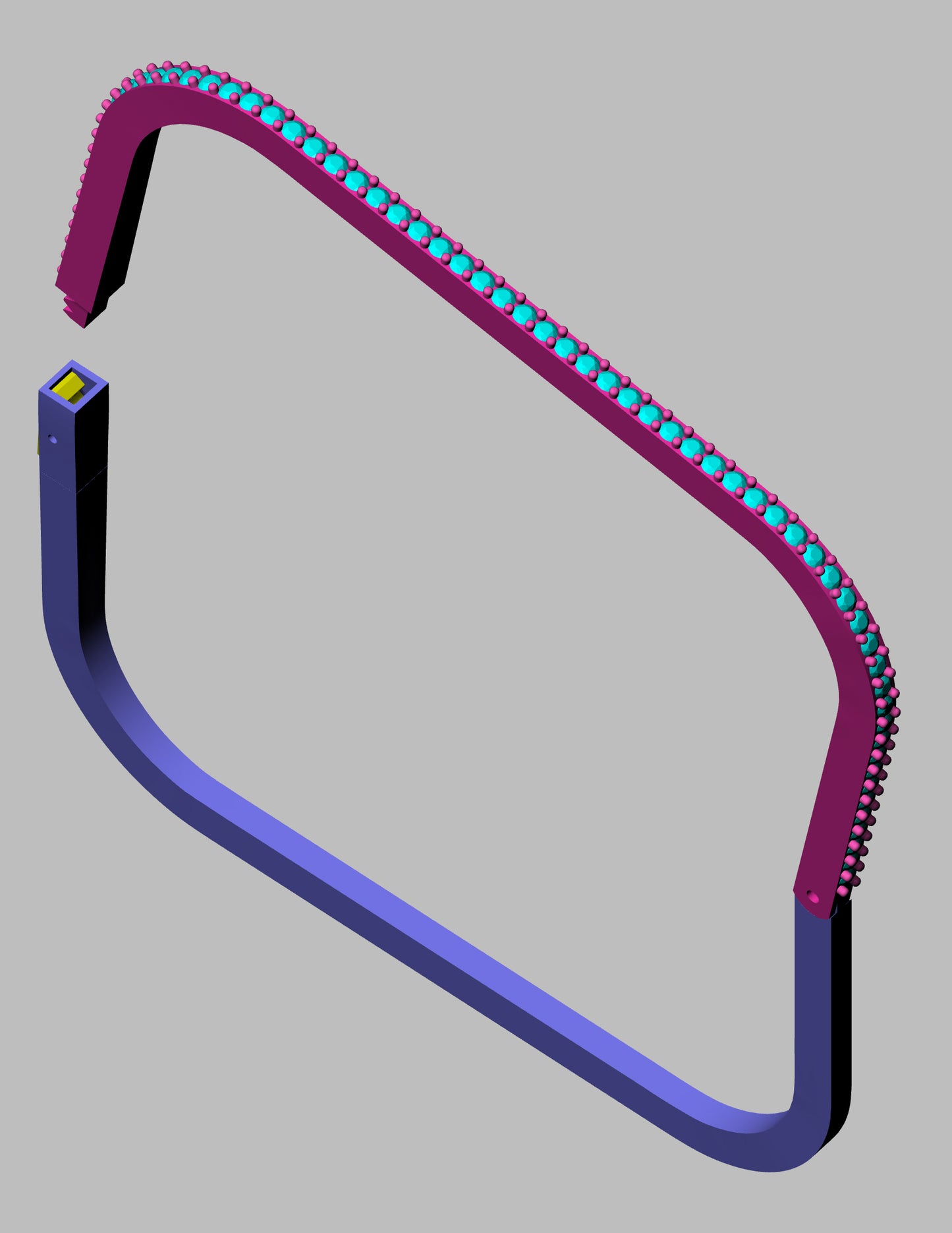 Square Diamond lock bracelet CAD FILE