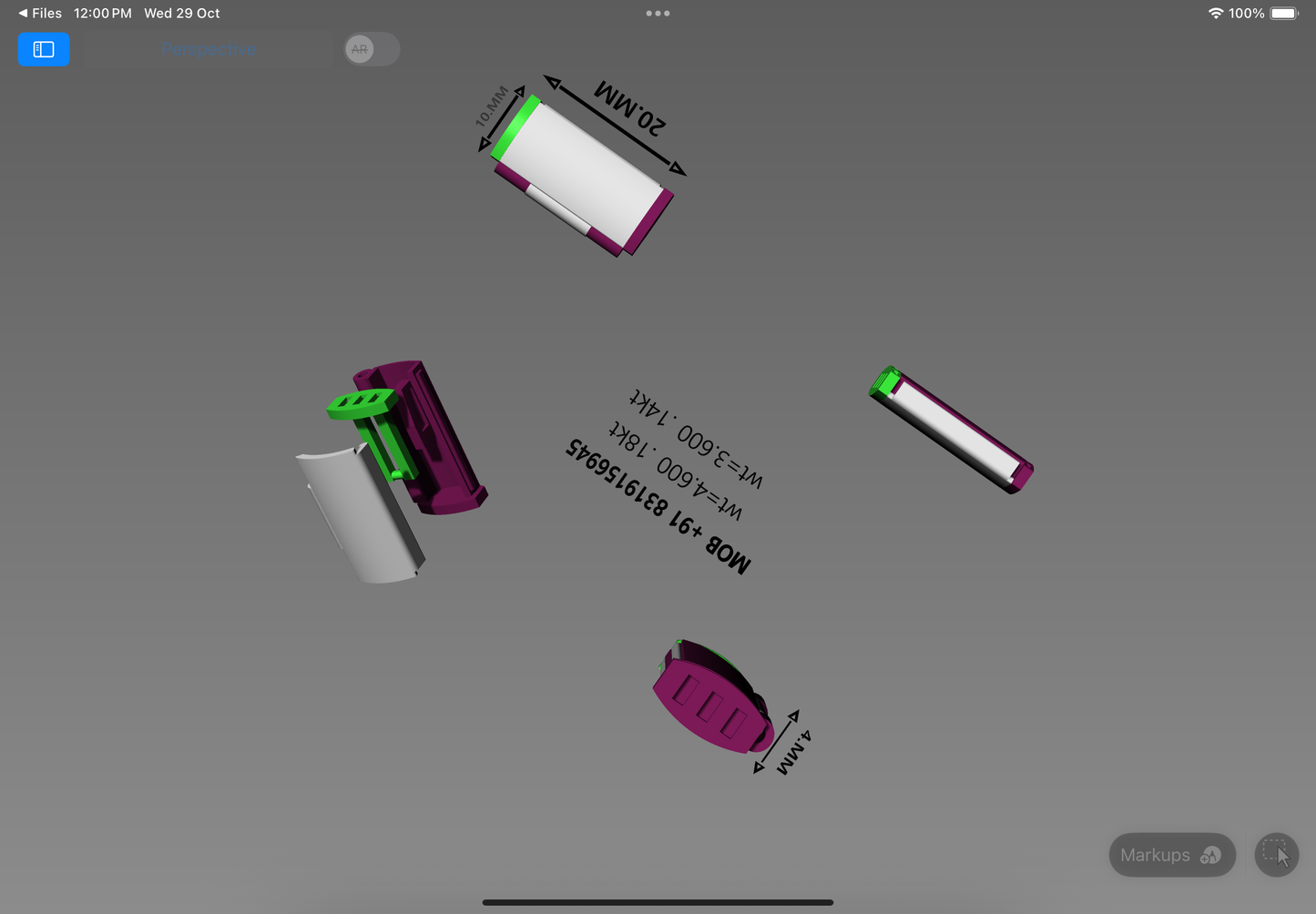 Rectangular Jewelry Clasp CAD Design | 18kt & 14kt Gold Lock Mechanism