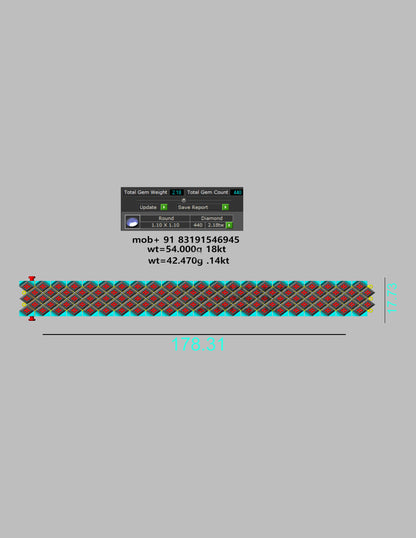 178.MM Barfi Diamond  Gold Bracelet CAD FILE