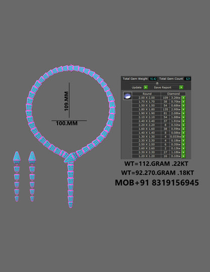 Bulgari Necklace And Earring With Stone Set CAD FILE