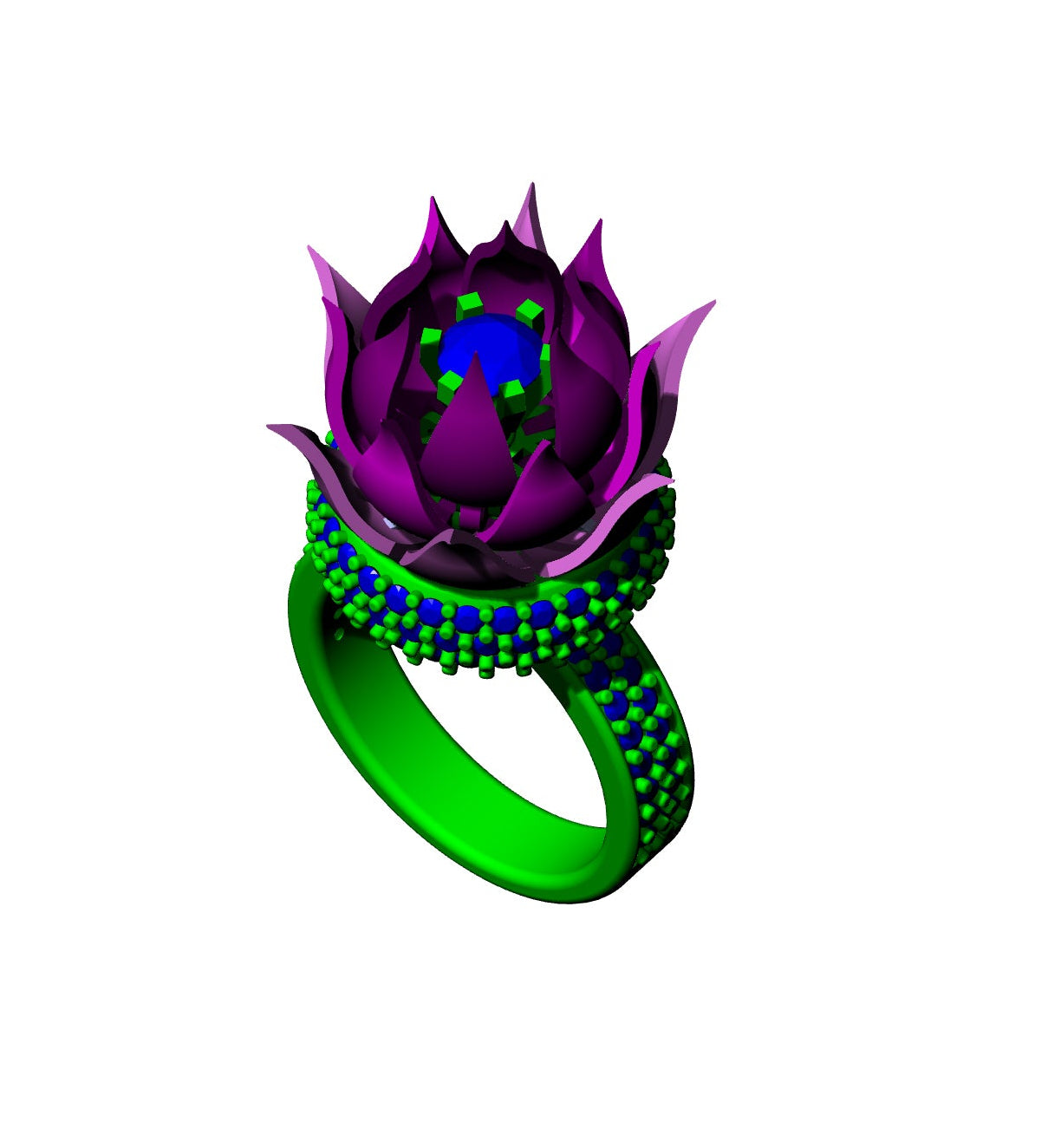 Mechanism lotus daimond ring CAD FILE