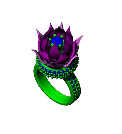 Mechanism lotus daimond ring CAD FILE