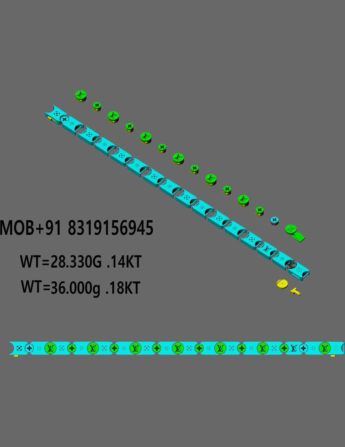 Monogram Link Bracelet Lock Mechanism CAD FILE