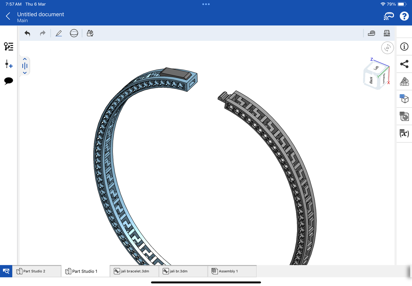 Jali bracelet with spring lock CAD file 3DM file STL file