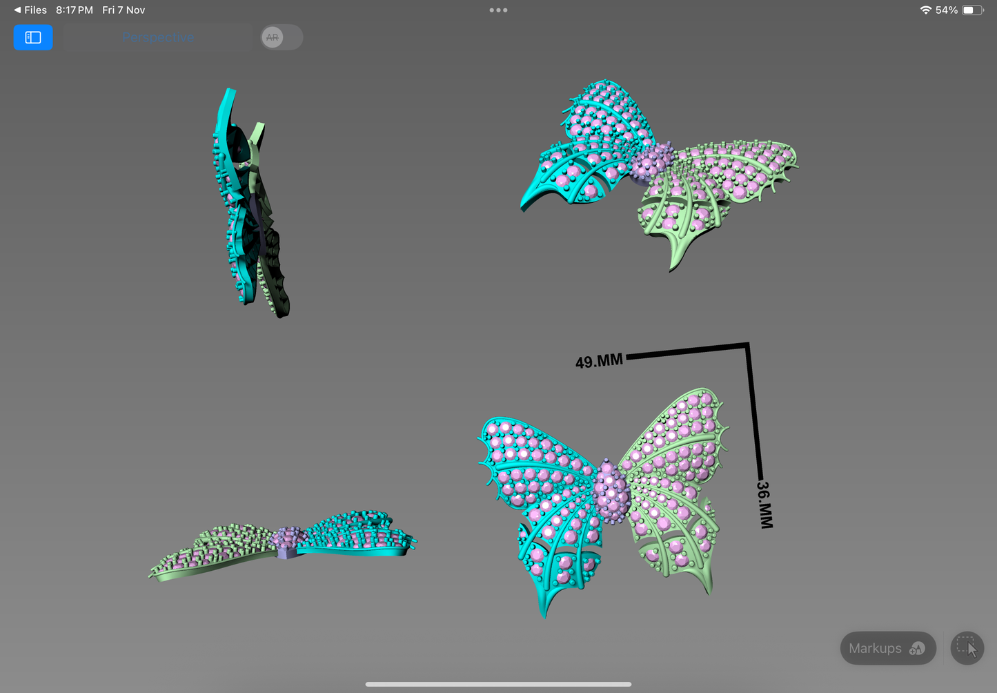 Wings of Grace Butterfly Pendant – Designer CAD Model