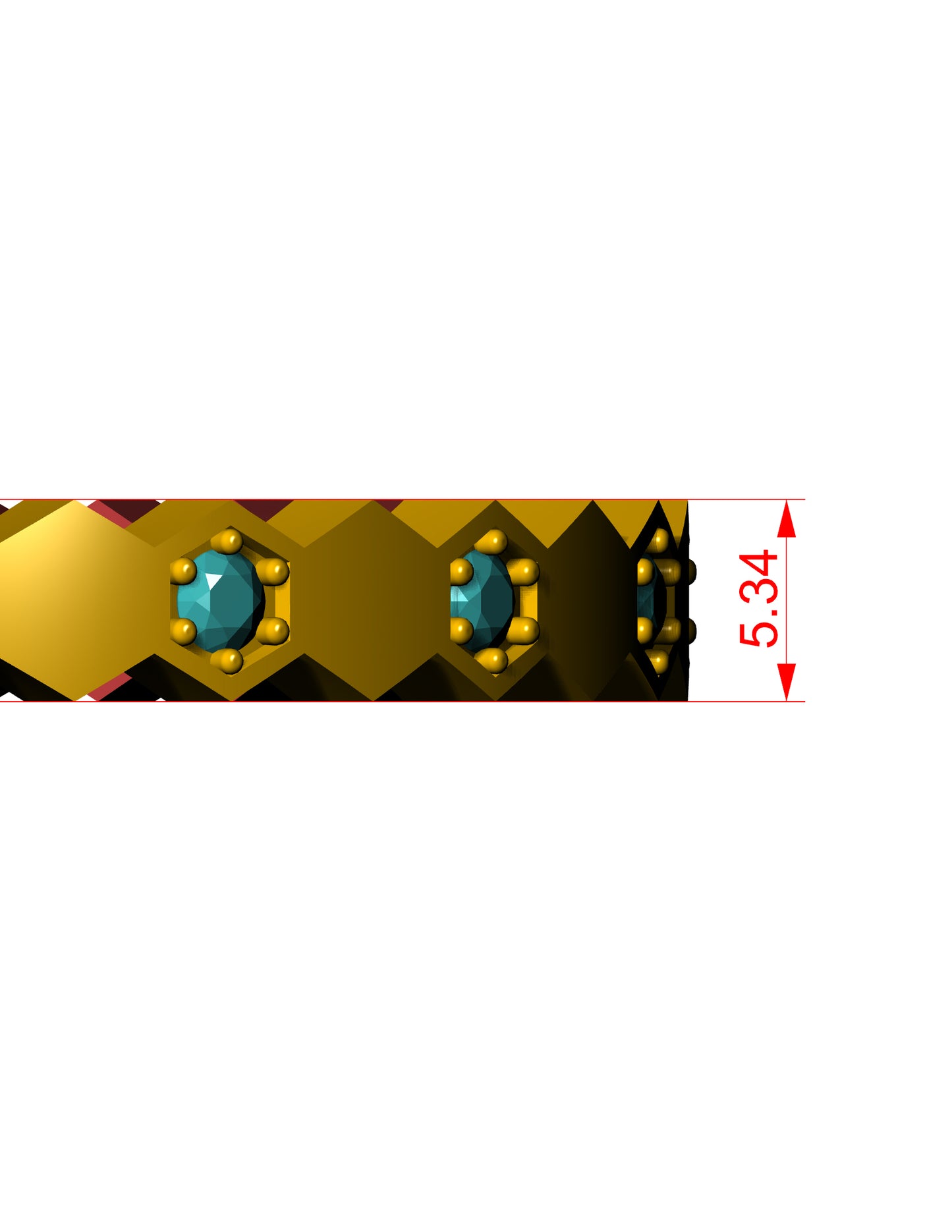 Hexagon Diamond set bracelet CAD FILE