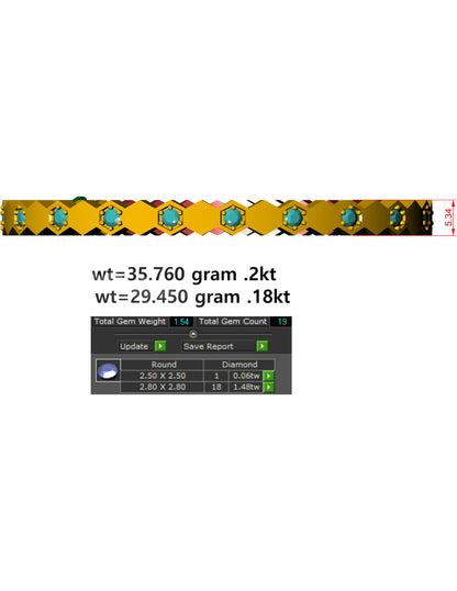 Hexagon Diamond set bracelet CAD FILE