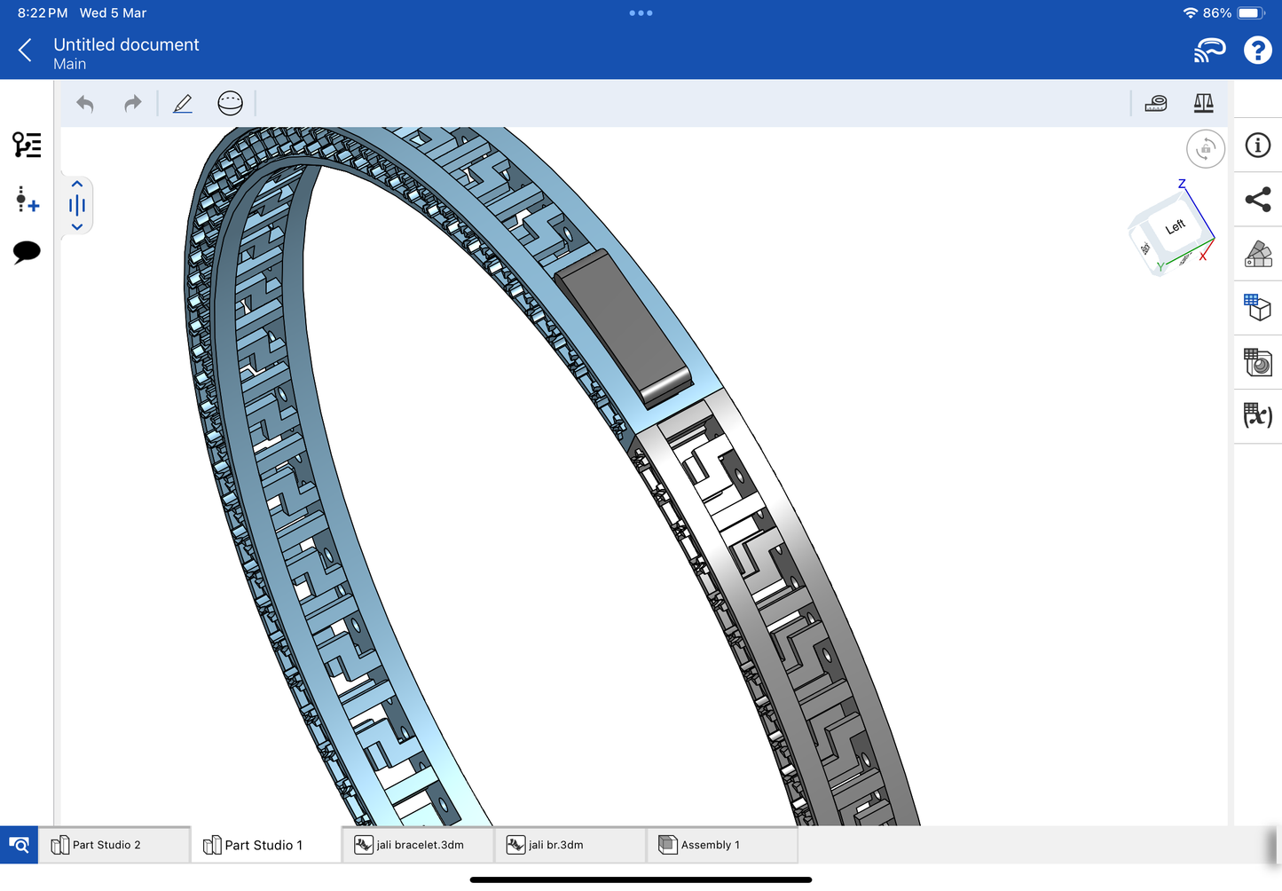 Jali bracelet with spring lock CAD file 3DM file STL file
