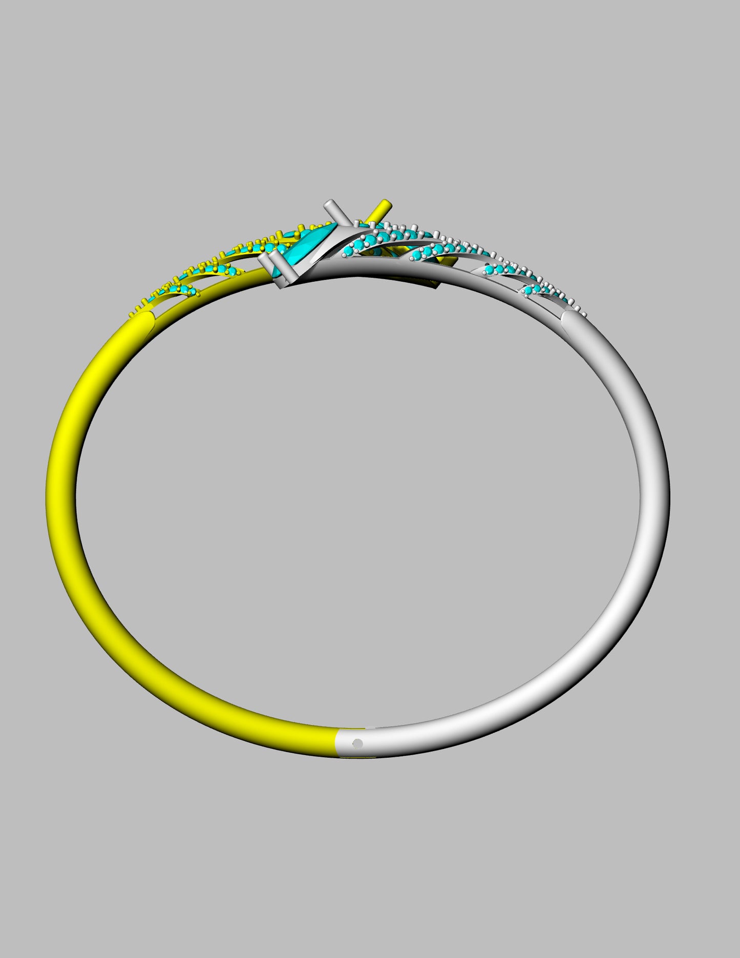Pear Shape Diamond Openable Bangle CAD FILE