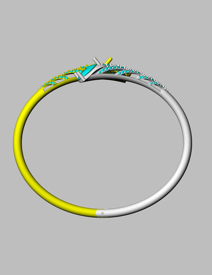 Pear Shape Diamond Openable Bangle CAD FILE