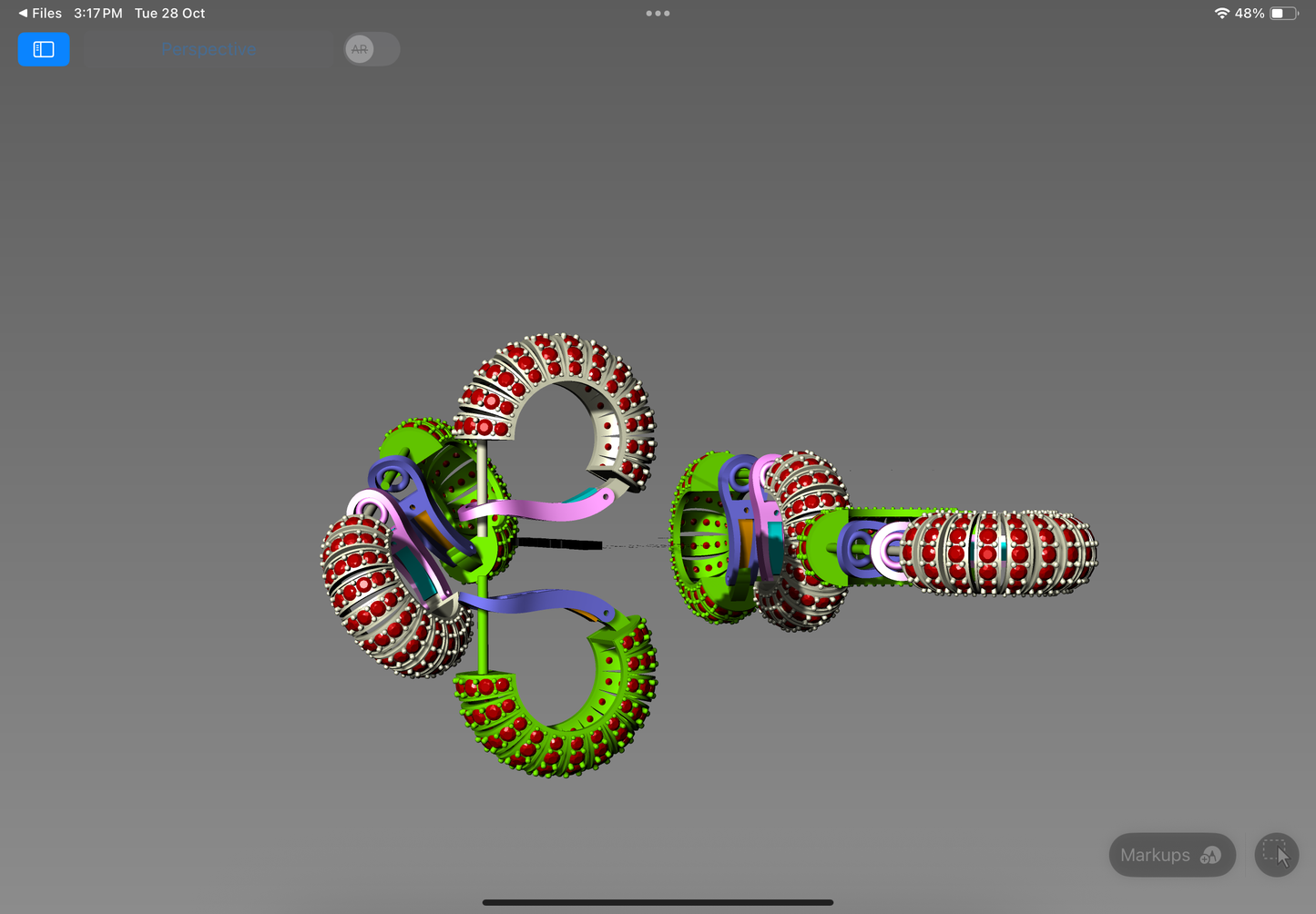 Elegant Ruby Studded Hoop Earrings | 3D CAD Design (Bali Style)